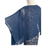 Adrianna Papell Dress Womens 4 Chiffon Drape Lace Overlay Evening Cocktail Blue Photo 12