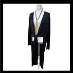 RUTI Elegant Black Rear Draped Lagenlook Cardigan Tie Up Long Sleeve Medium Photo 2