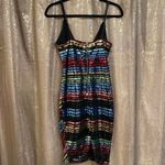 Tea & Cup Multi Sequin Rainbow Striped Sleeveless Midi Dress, Small NWOT Black Photo 1
