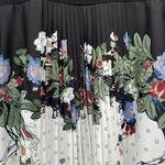 Chico's Chico’s Black Long Sleeve Sweater with Pleated Chiffon Floral Print Back Sz 1/M Photo 6