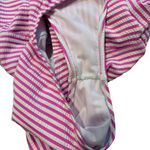 Splendid Seersucker Pink and White Striped Zip Front High Neck Swimsuit, Sz M Photo 10