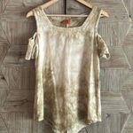 NWT Oh My Gauze! Top Size 1 (S/M) Tan Tie Dye Cold Shoulder Boho Photo 1