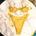 Lagoona Sol Bikini Set Gold Pleated Hoop Detail XS/S NWT Size undefined Photo 1