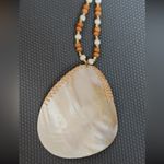 Free People  Elegant Shell Pendant Necklace with Beaded Chain Photo 2