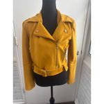 Ivonne Faux Suede Moto Biker Jacket 6 maximalist layered boho grunge rocker Yellow Size M Photo 9