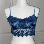 Forever 21  Crochet Lace Blue Tie Dye Cropped Cami Photo 0