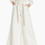 Farm Rio Belted Wide-Leg Twill Pants M Photo 2