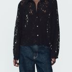 ZARA  NWT black lace button front shirt Photo 1