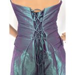 American Vintage Vintage 80's F.I.E.S.T.A. iridescent teal taffeta draping strapless gown Medium Photo 9