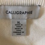 Calligraphie Scoop Neck Sweater Sz. XL Flutter Sheer Puff Sleeve Viscose Career White Photo 4