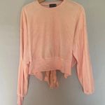 Mustard Seed  Blush Pink Velvet Cropped Sweater Tie Back Size Medium Photo 0