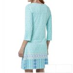 Cabana Life Coastal Cottage Blue 3/4 Sleeve Stretch Shift Dress Pockets SMALL Photo 4