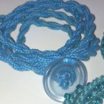 Lot of 3 Teal & Blue Beaded Boho Fabric Wrap Bracelets Photo 1