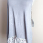 NEW Women's Gray Lace Trim Sleeveless Tank Top Large Lace Tunic Swim Coverup Photo 0