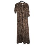 Unique Vintage  Leopard Print Button Front Maxi Dress With Tie Neck Size 1X Photo 9