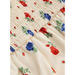 Cider  Curve 2X Midi Slip Dress Floral V Neck Lace Trim Smocked Cream Red Blue Photo 5