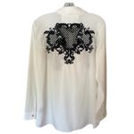 Soft Surroundings Label Noir White Button Down Shirt Blue Lace Detail Photo 1