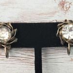 Vintage Clip On Earrings Starburst with Clear Gem Photo 0