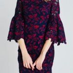 Minuet  Navy & Red lace dress bell sleeve Photo 0