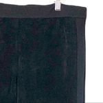 Ecru Black Faux Suede Leather Ponte Slim Leg Ankle Pants Women's Size Large Photo 4