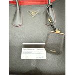 Prada Small Double Saffiano Calfskin Leather Shoulder Bag Black Fiery Red Photo 11