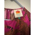 Farm Rio  Artsy Leopard tiered mini dress magenta and orange women's XS Photo 1