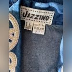 Vintage Jazzino Embroidered Shoulder Pads Denim Jacket, Size Large Blue Photo 4