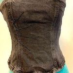 ZARA TRF Rhinestone Spiderweb Strapless Denim Corset Crop Top – XS Photo 0