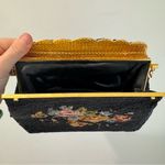 Vintage 60s Black Fully Beaded Floral Needlepoint Bag Photo 4