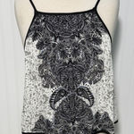 Free People ‎ Black White Print Sleeveless Tank Top Button Side Tie Back Medium Photo 0