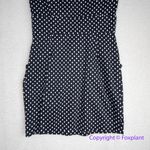 Vintage black and white‎ polka dot cap sleeve diamond neckline dress, size XXS Photo 11