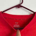 Aerie Red Oversized Cozy Fleece Crewneck Sweatshirt with Side Slit. Small Photo 3
