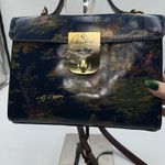 Patricia Nash Florentine Satchel Handbag Blue Horse Rider Print Leather Photo 1