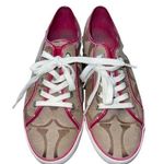Coach  women’s leatherware signature lace up sneakers size 5.5 brown, tan & pink Photo 0