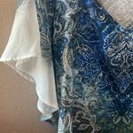 Dress Barn FINAL MARKDOWN  Blue and White Paisley caftan style Blouse small Photo 1