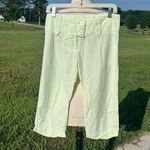 Roommates Searsucker Lime Green Cotton Pants Capri Cropped Womens Small Photo 2