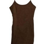 Rokoko  Brown Spaghetti Strap Faux Suede Mini Dress Festival Size L Photo 0