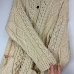 Thomas Keeling Wool Fisherman Sweater Cardigan Sz XL Chunky Hand Knit Photo 9