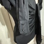 idem Ditto  Black Ruched Front Long Sleeve Collared Button Down Gothic Shirt M Photo 4