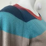 Vintage sheep hair dress sweater SMALL multi Long Sleeve comfy cozy crew neck Blue Photo 5