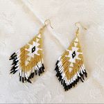 Handmade Miyuki Beaded Fringe Boho Earrings Gold Photo 8
