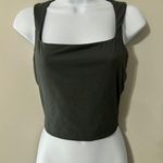 EFAN Square Neck Sleeveless Cropped Tank Top Green Polyester Spandex Size S Photo 0