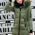 Fonts Down Jacket With Fur Collar Puffer Coat Cozy Jacket S 3XL Green Size undefined Photo 0