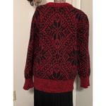 Vintage Red Black Geometric Pattern Wool Blend Sweater Medium Crew Neck Made USA Photo 1