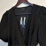 Violets & Roses Dress Midi Black Casual Cocktail Tie Waist Textured Neutral Size 6 Photo 2