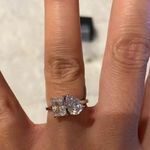 Sterling Silver SIZE 8 925 Emerald And Pear CZ Engagement Ring Photo 4