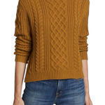 Nili Lotan Jodelle Cable Knit Sweater Cashmere sz Medium Long Sleeves Crew Neck Brown Photo 0