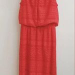 London Times Dress Women Size 12 Red Sleeveless Round Neck Midi Crochet Style Photo 5