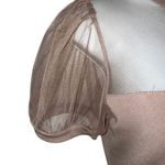 EXPRESS  Blush Pink Short Balloon Sleeve Tulle Trim‎ Stretch Top NWOT $37 Small Photo 3