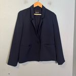 Madewell Women's The Dorset Crop Blazer in Easygoing Crepe Navy Blue Sz Medium Photo 3